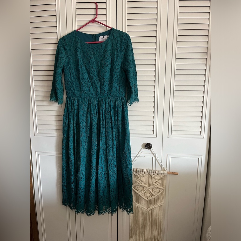 Dainty Jewells | Charming In Lace Teal Dress